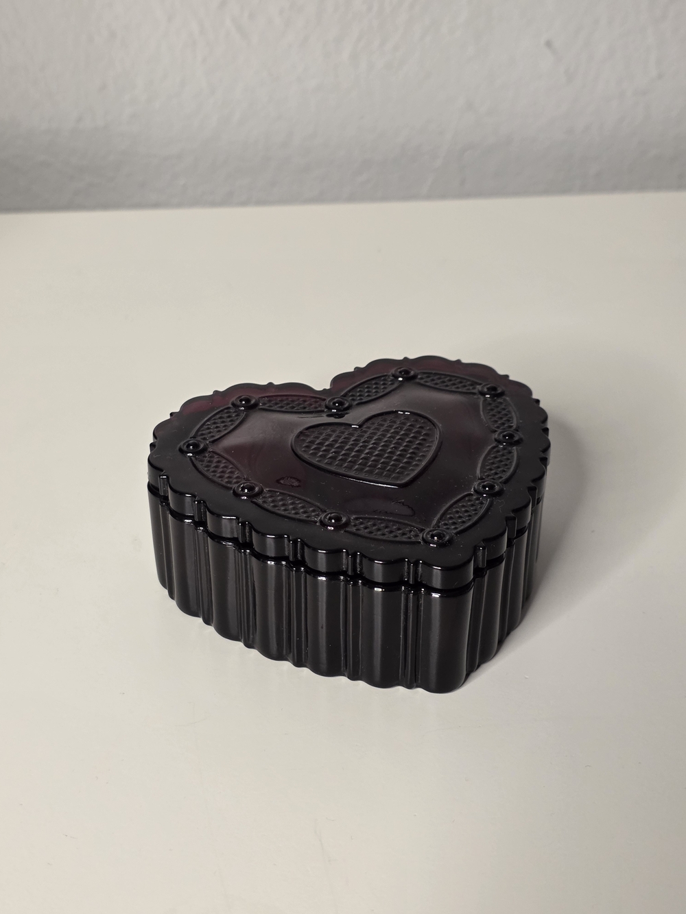 Vintage Avon Heart-Shaped Glass Trinket Box